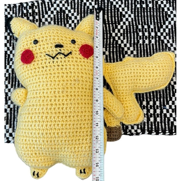 Unique Hand Crocheted Pikachu Plush Stuffed Toy - Picture 3 of 3